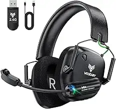WG4 Gaming Headset Wireless, 2,4G Wireless Gaming Headset mit Mikrofon für PS5, 