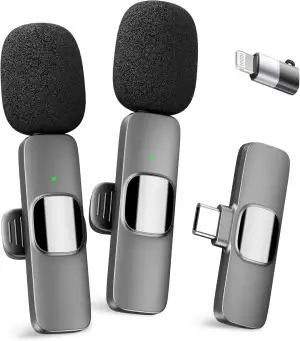 YRF Mikrofon für iPhone Android Handy, Kabelloses Lavalier Mikrofon, Plug&Play m