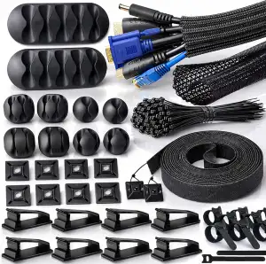 MiuCo Kabelmanagement Set mit 2m Kabelschlauch, Kabelkanal für Schreibtisch und Kabel Organizer, ...