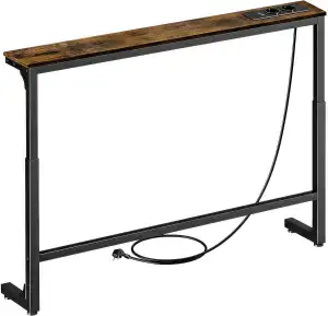 Konsolentisch schmal mit Steckdose, Beistelltisch Holz Konsolentisch für Flur Wo