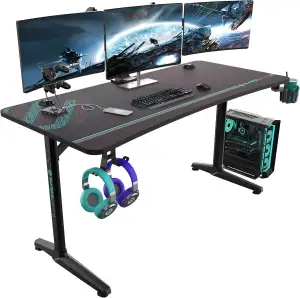 EUREKA ERGONOMIC Gaming Tisch 152×70cm Gaming Schreibtisch Großer Computertisch 