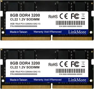 LinkMore 16GB Kit (2x 8GB) DDR4 3200MH SoDIMM (PC4-25600) CL19 1,2V Laptop Arbei