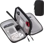 Arae Elektronik Zubehör Organizer, Kabeltasche Travel Essentials, Doppelschicht Reise Kabel Tasche, Electronic Accessories für Ladegerät, USB, SD Karten (Schwarz, M)