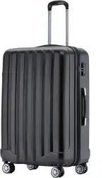 BEIBYE TSA-Schloß 2080 Gepäck Zwillingsrollen Reisekoffer Koffer Trolley Hartschale Dehnungsfuge (Schwarz, L)