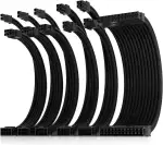 AsiaHorse Aktualisierung 16AWG PSU Kabelverlängerung, PC Sleeved Cable Kit für GPU/CPU, Netzteil Computerkabel Extensions mit Kabelkämmen,24PIN/(6+2) PIN/(4+4) PIN Kabelmanagment, 30CM, Schwarz