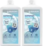 Maxxi Clean | 2x 750 ml reines Isopropanol (99,9%) Reinigungsalkohol | Fettlöser & Lösungsmittel | rückstandsfrei anwendbar zur Reinigung von elekt. Bauteilen, Schallplatten, Druckköpfen und mehr