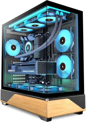KEDIERS PC Gehäuse Vorinstallierter 5 × 120MM Schwarz Lüfter, ATX Mid Tower PC G