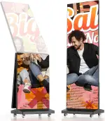 80 Zoll UHD LED Display Bildschirm, P1.86 Digitaler Kundenstopper für Unternehmen Geschäfte, Spleißbar Werbebildschirm, Werbedisplay mit USB/HDMI/WLAN/Fernbedienung, 1 Einheiten & Flightcase