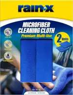 Rain-X Mikrofasertücher – Fusselfrei & Kratzfrei – Saugfähig – Vielseitig Einsetzbar für Auto, Motorrad, Boot & Haushalt – Für Trocknen, Polieren & Reinigen – 2 STK.