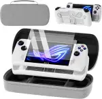QUAGGY Tasche für ROG Ally 2023 Portable Hard Case Carrying for Gaming Handheld, ideal für Ladegerät, mit weicher Silikon-Schutzhülle und 2 Schutzfolie, tragbar und leicht zu transportieren grau