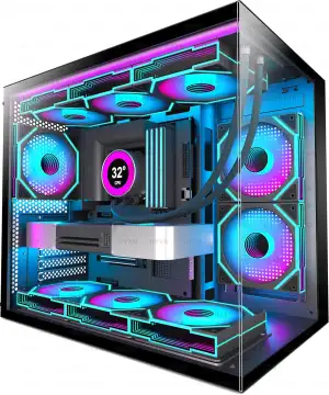H3(2026) PC Gehäuse ATX – Vorinstalliert mit 6 Infinity Mirror PWM ARGB-Lüftern,