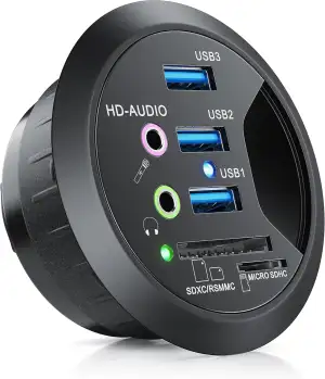 CSL - USB 3.0 In-Desk USB Hub Tisch-Kabeldurchführung mit Multi-Cardreader - Tis